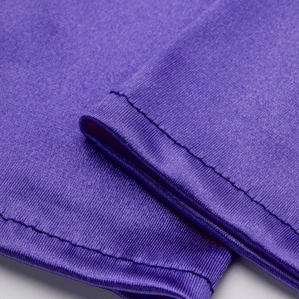 Women's Short Purple Satin Silk Gloves Banquet Wedding Party Costume Accessories